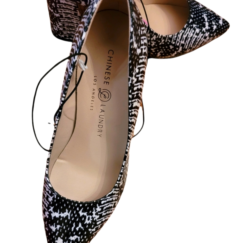 Black and white Chinese Laundry block heels